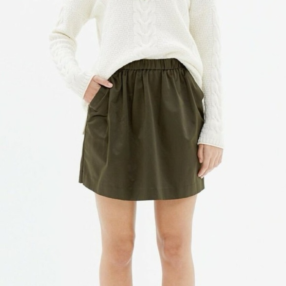 Madewell Green Elastic Waist Satin Mini Skirt Casual